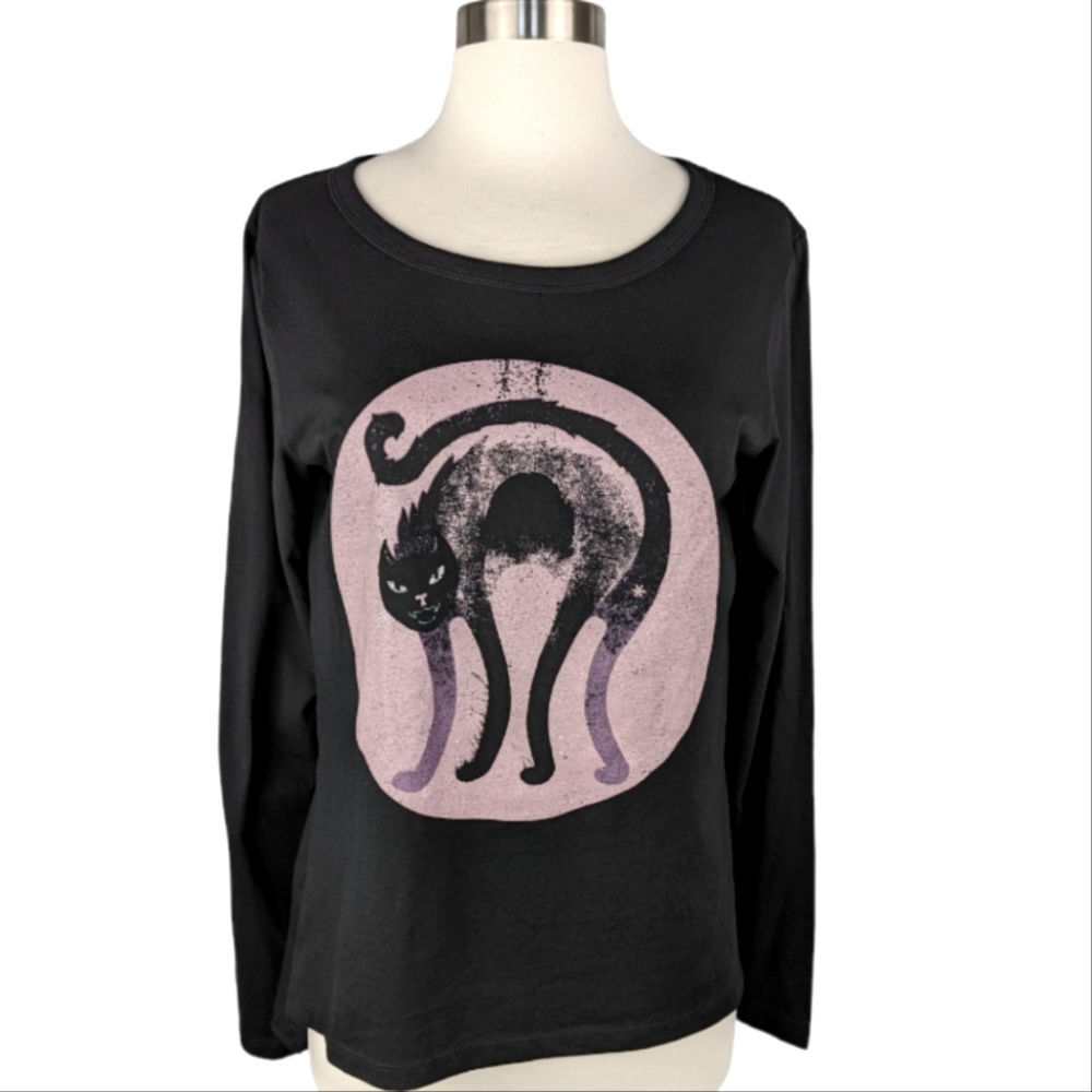 NWT Black Cat Halloween Graphic T-Shirt M